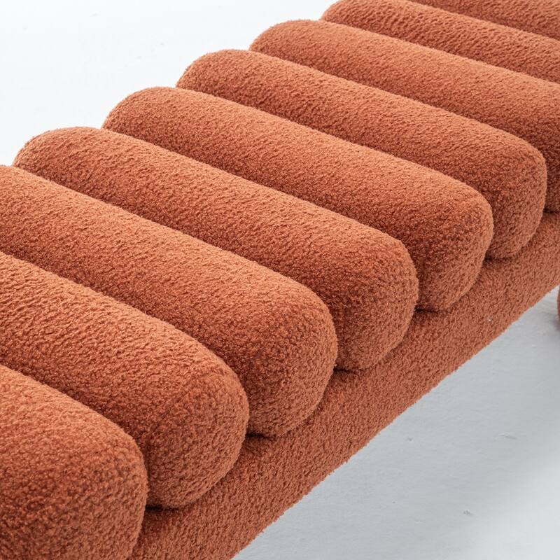 SEYNAR Modern Teddy Velvet Upholstered Rentangle Ottoman