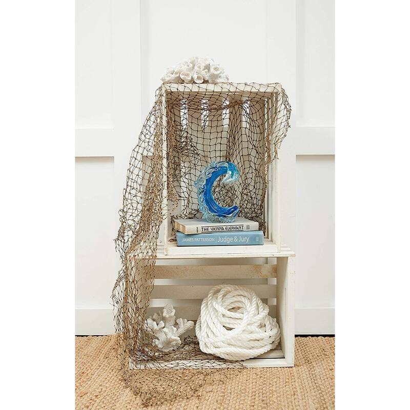 Beachcombers SS-BCS-03243 Rolling Ocean Coastal TableTop or Wall Sculptures Nautical Decor Decoration Glass Art
