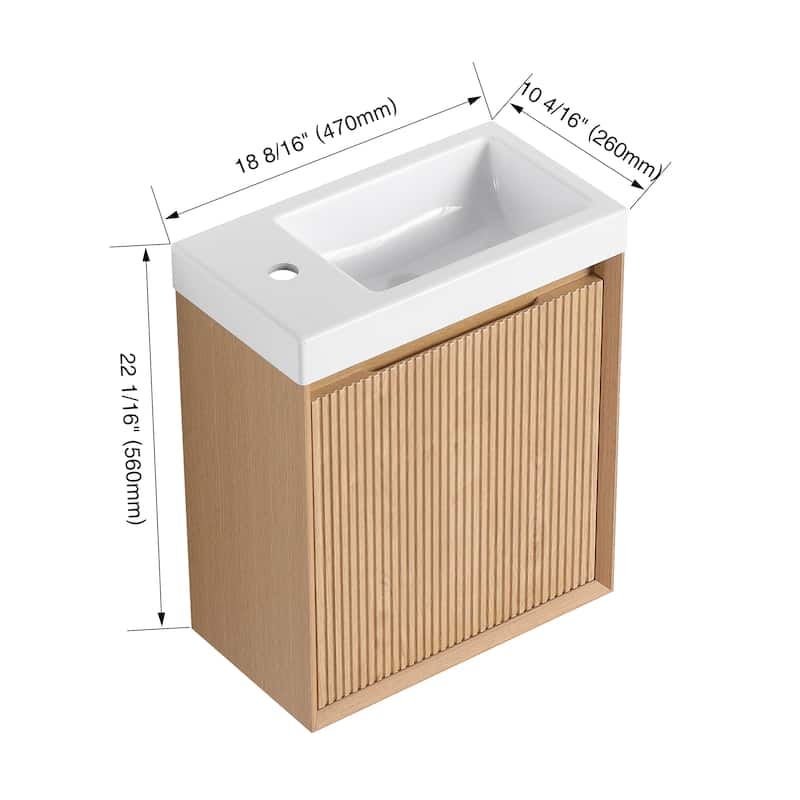 Bathroom Vanity With Sink In 18 Inch, Floating Small Bathroom Vanity With Soft Close Door