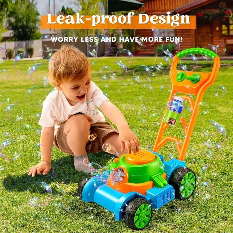 Joyfy Bubble Lawn Mower Bubble Machine, Blue - 7 x 10 x 13