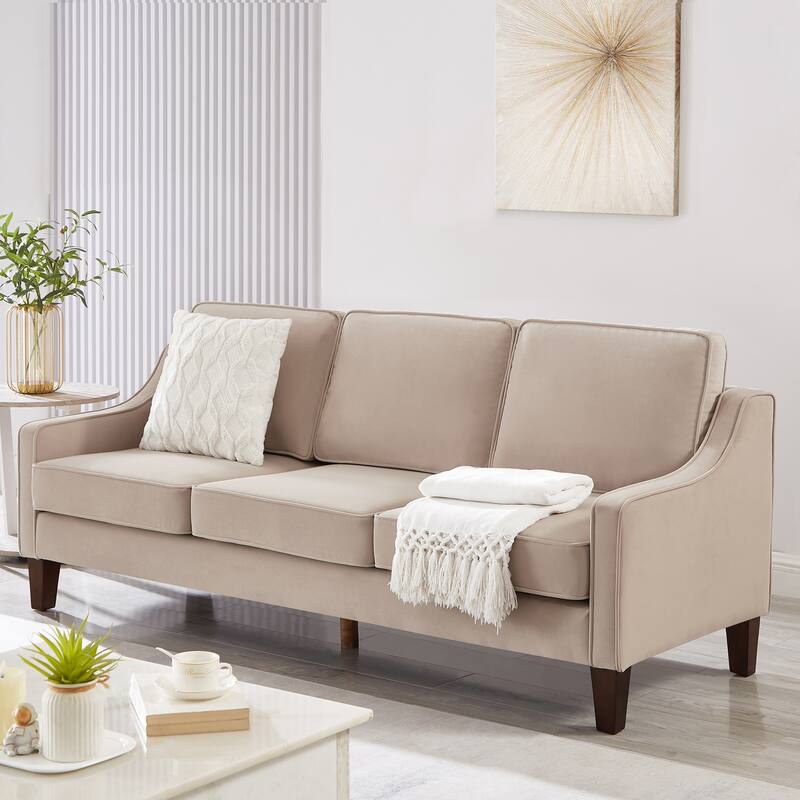 Upholstered Velvet sofa with Wooden Legs