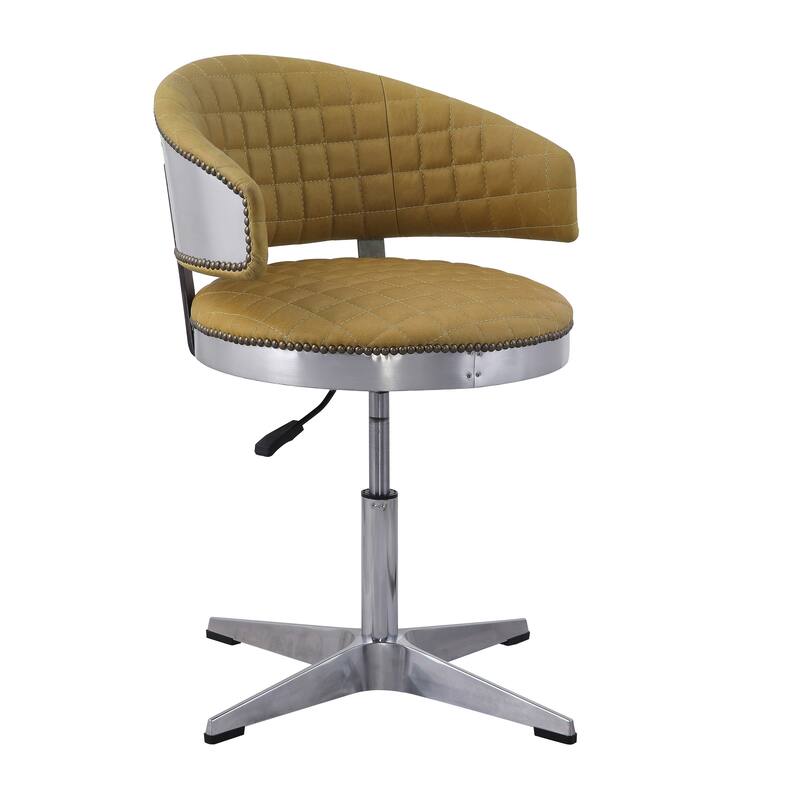 Bailee Turmeric and Chrome Adjustable Swivel Tufted Stool