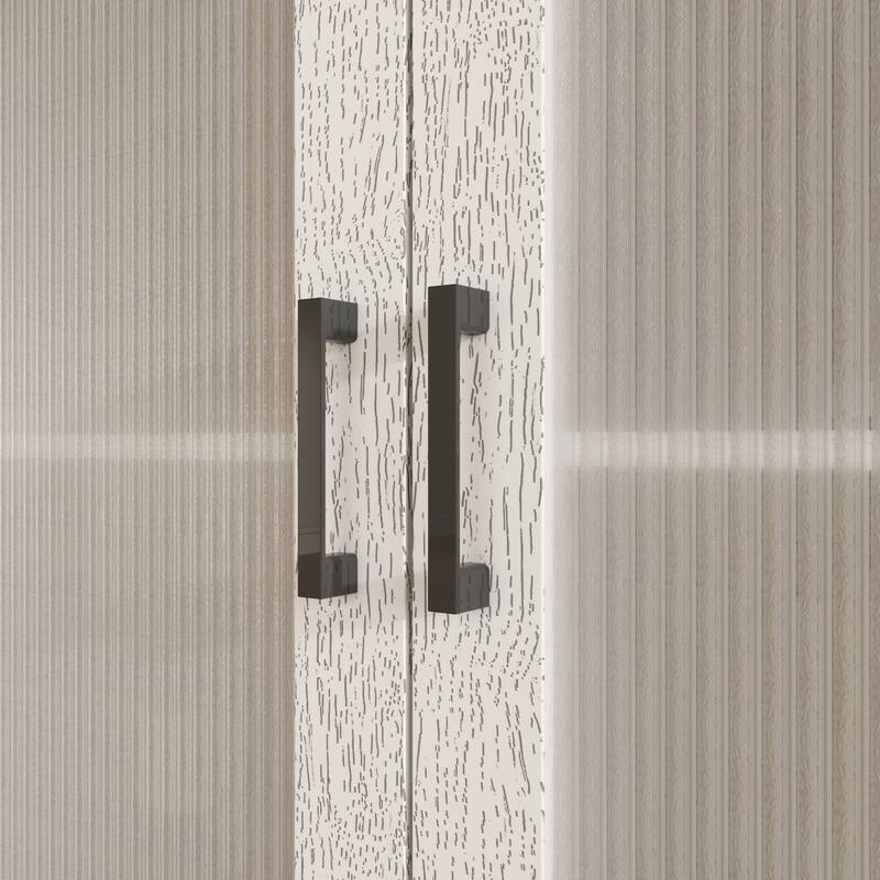 Acrylic Doors Creative White/Brown Buffet Sideboard Bookcase Accent Storage Cabinet: Elegant Storage with Rich Wood Grain Finish