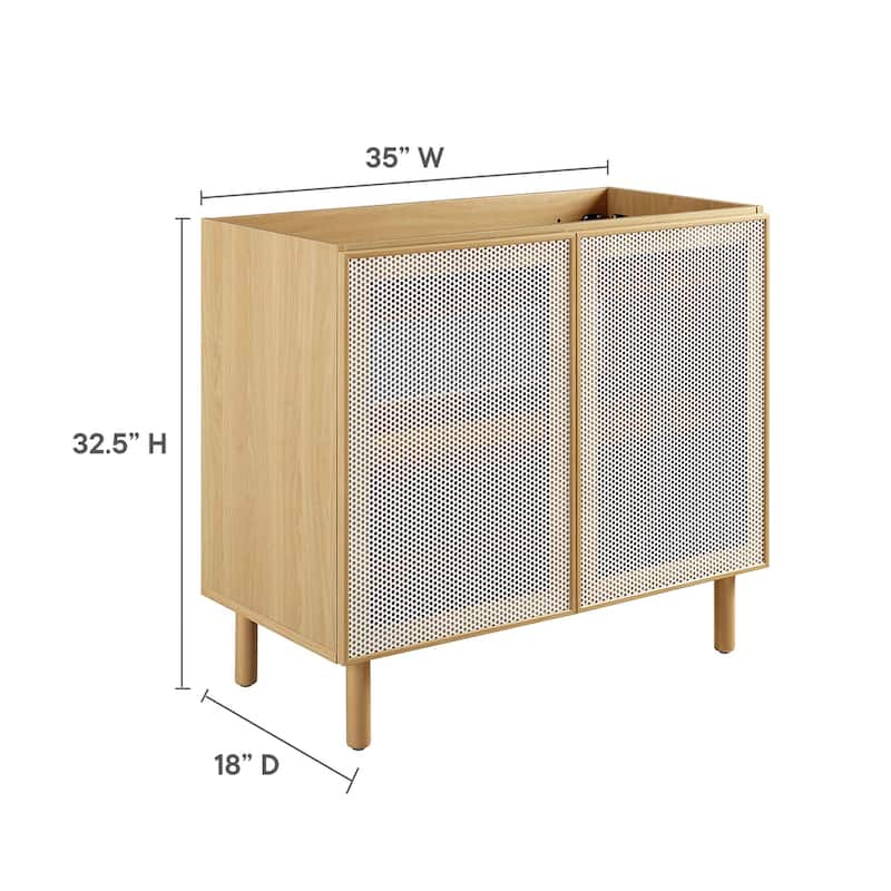 Calla 36" Perforated Metal Bathroom Vanity Cabinet (Sink Basin Not Included) - Oak