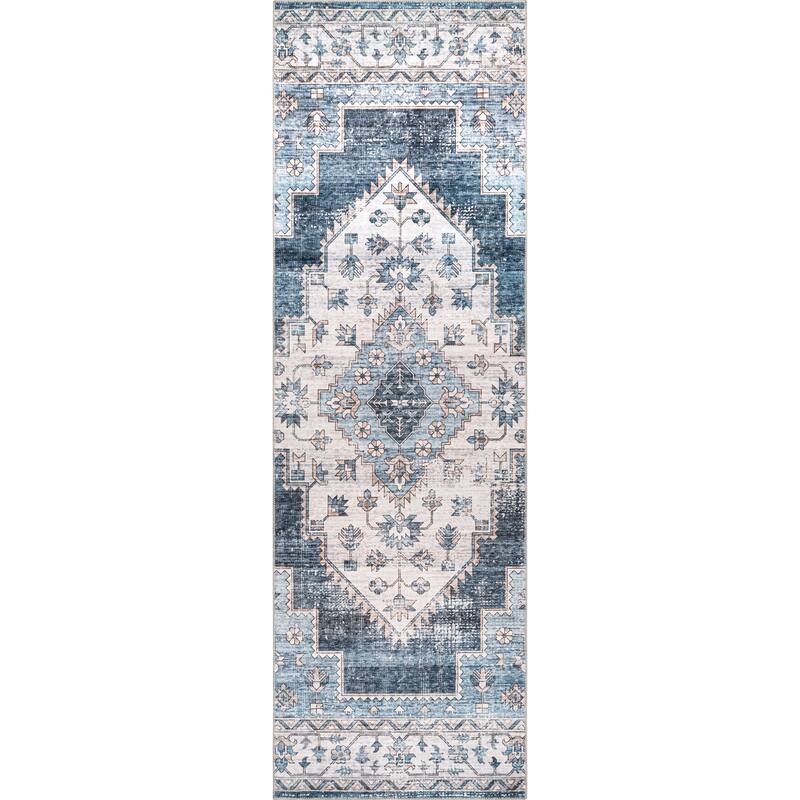 Nuloom Noemie SplashGuard Vintage Medallion Machine Washable Area Rug