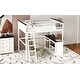 preview thumbnail 7 of 14, Queen Size Loft Bed with Desk, Open Shelf and Storage Box, USB Charging Station, Wooden Support Bed Frame, No Box Spring Needed