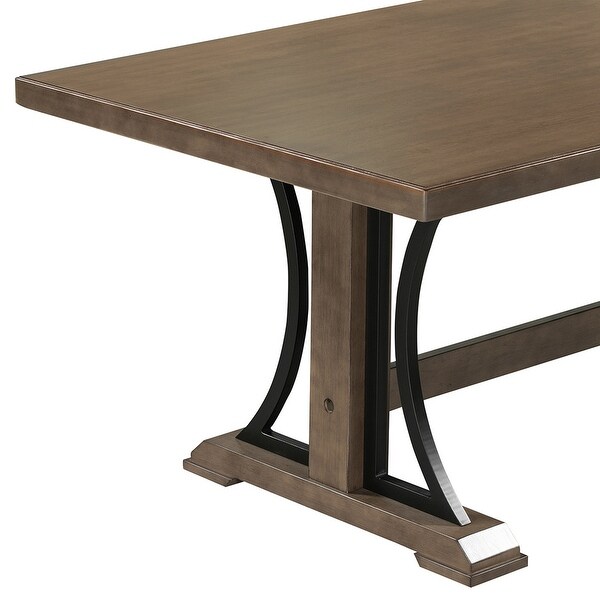 Retro Style Dining Table, Wood Rectangular Table, Seats up to 8