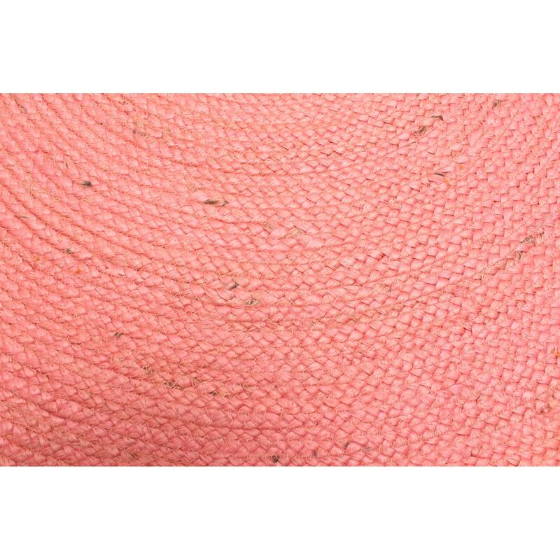 ECARPETGALLERY Braided Weave Palas Denizli Salmon Jute Rug - 3'3 x 3'3