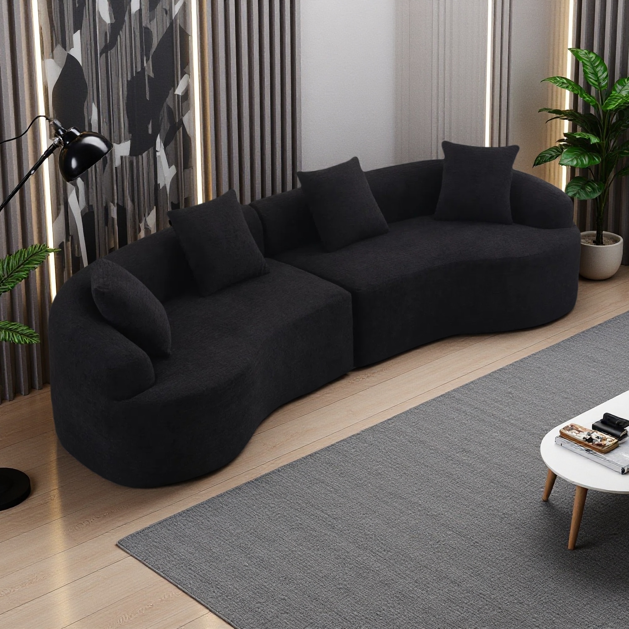 110.2" Chenille Curved Modular Sectional Sofa with High-Density Foam