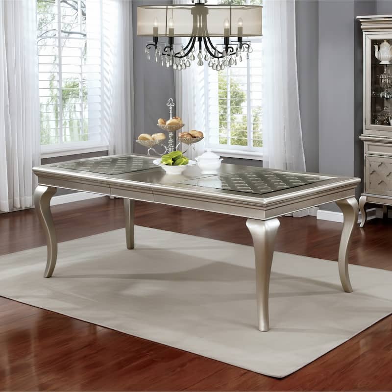 Furniture of America Mora 84-inch Glass Top Expandable Dining Table