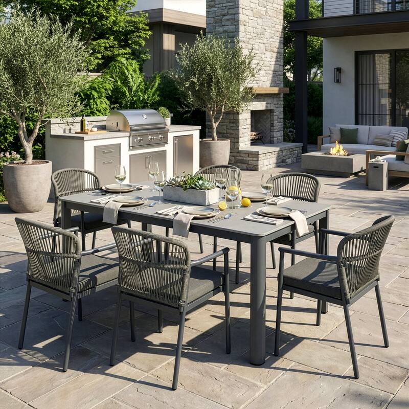 Bina Grey Outdoor Dining 6 Seats Set