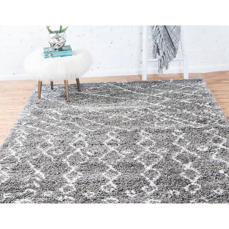 Shag Shoploni Collection Area Rug - 8' Square - Gray