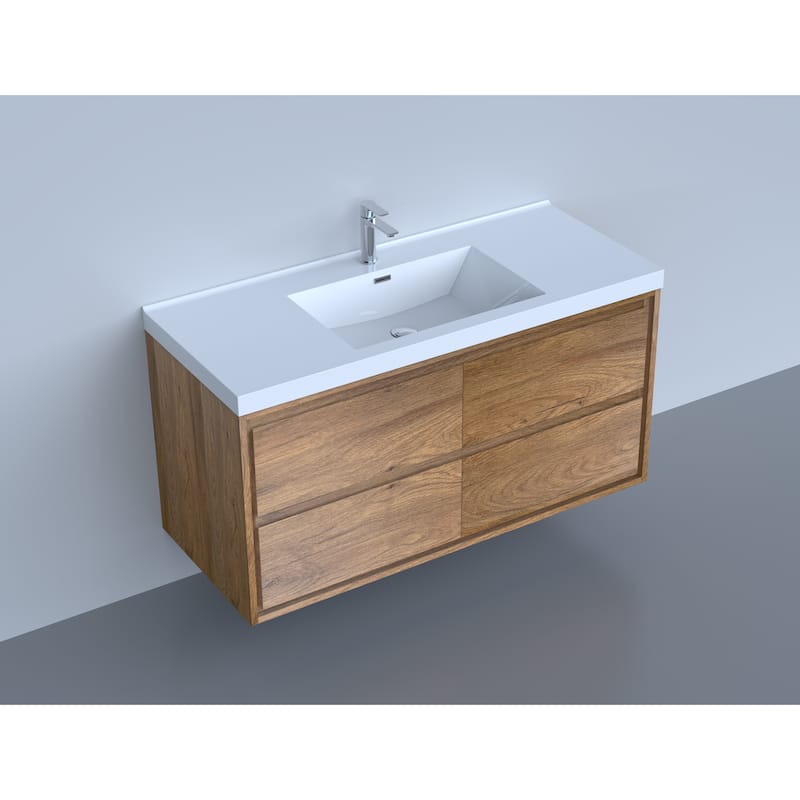 Sage 60" wall mounted bathroom vanity with single basin acrylic top