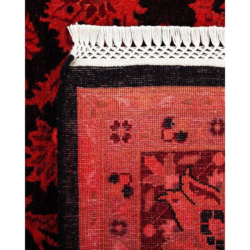 Overton Hand Knotted Wool Vintage Inspired Modern Contemporary Overdyed Orange Area Rug - 6' 4" x 9' 6"