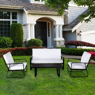 Outdoor Metal Conversation Sofa Set with Cushions (Set of 4) by Tappio - 47.6"L x 29.4"W x 30"H
