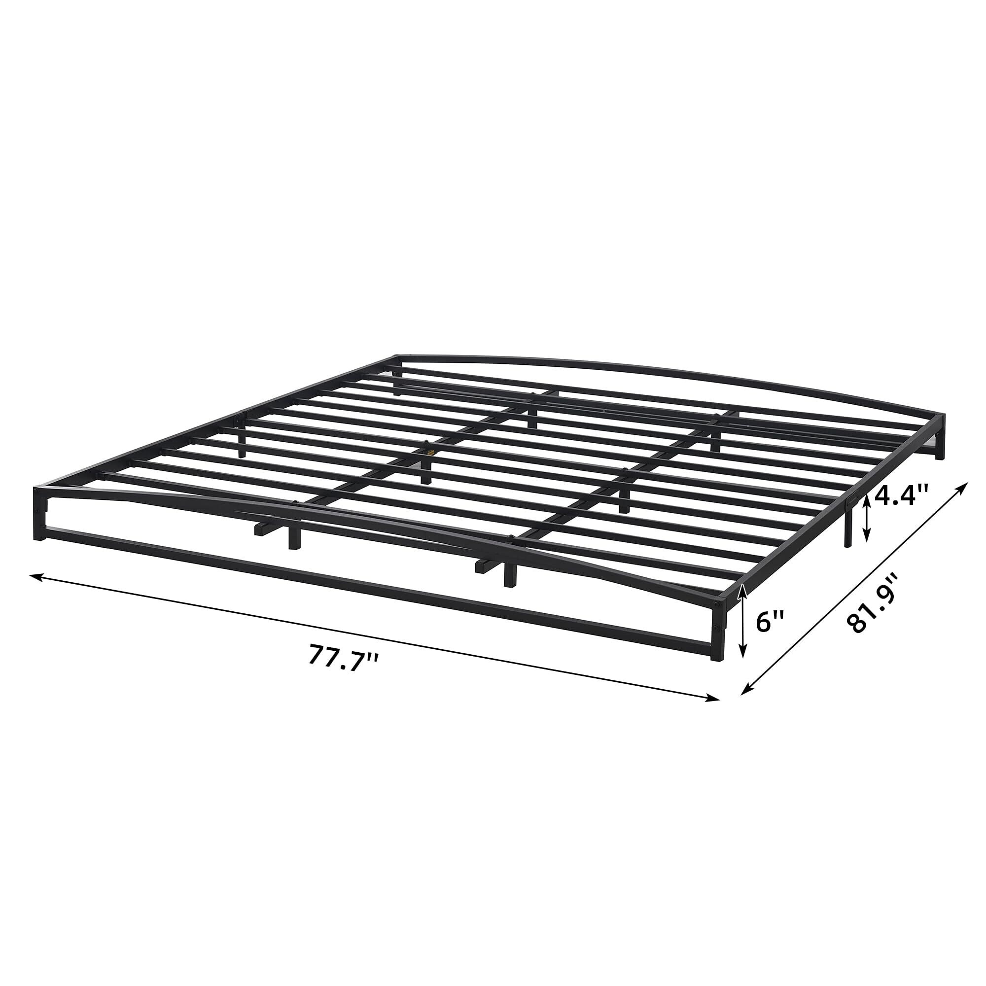 Heavy Duty Metal Platform King Bed Frame Low Profile - On