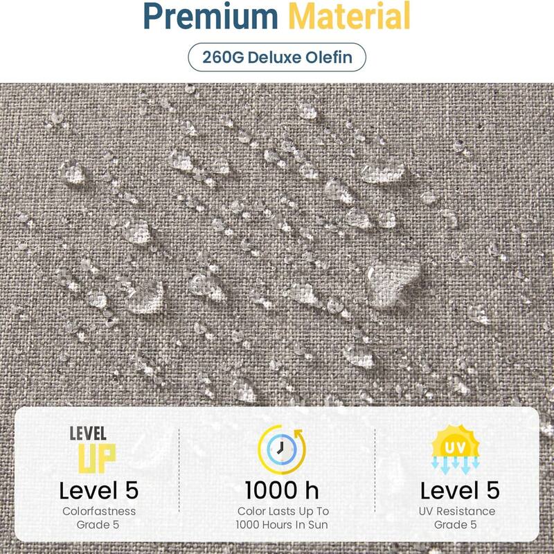 Set of 2 28" Metal Patio Armchairs with Thick Beige Cushions Khaki Frame