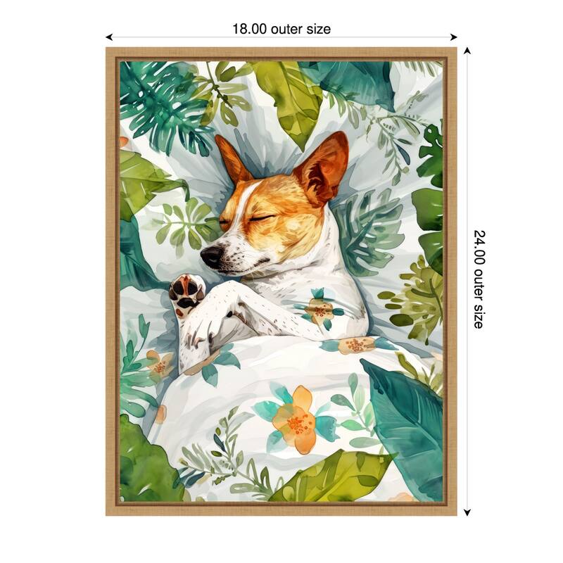 Dogs Life Jungle by Justyna Jaszke Framed Canvas Wall Art - 18 x 24 in
