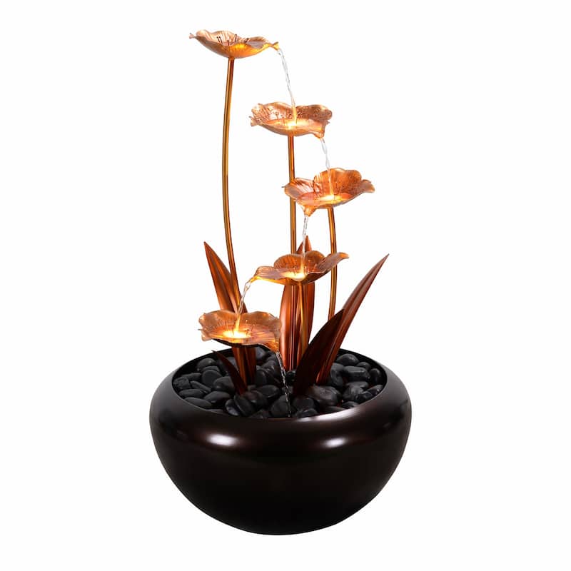 LED Lighted Cascading Outdoor Garden Water Fountain - 31.5" - Warm White