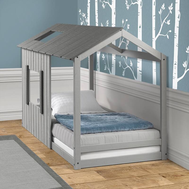 Distressed Rustic Twin House Floor Bed