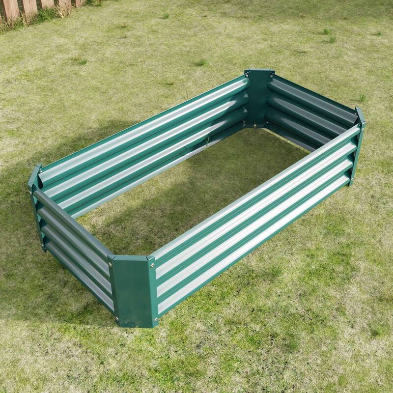Large Galvanized Metal Raised Garden Bed Open Bottom Rust-Resistant