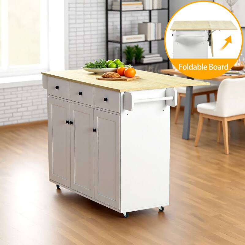 Homy Casa Mobile Work Cabinet with Drawers and Rolling Storage, White