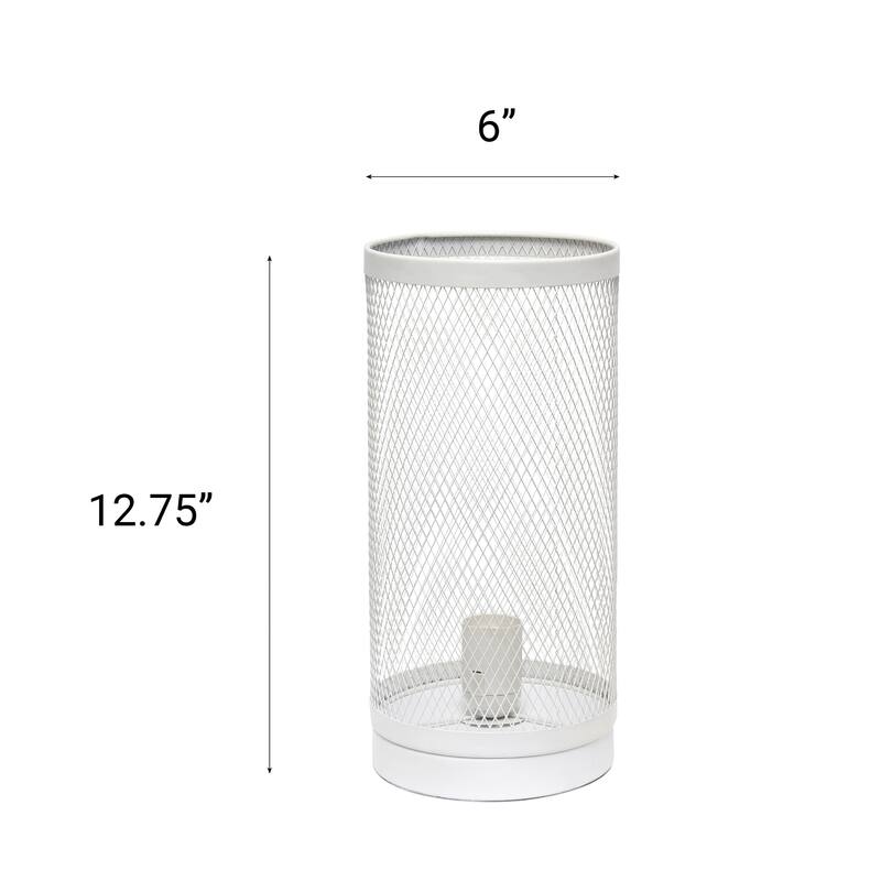 Cylindrical Metal Mesh Table Lamp - 12.75" - White