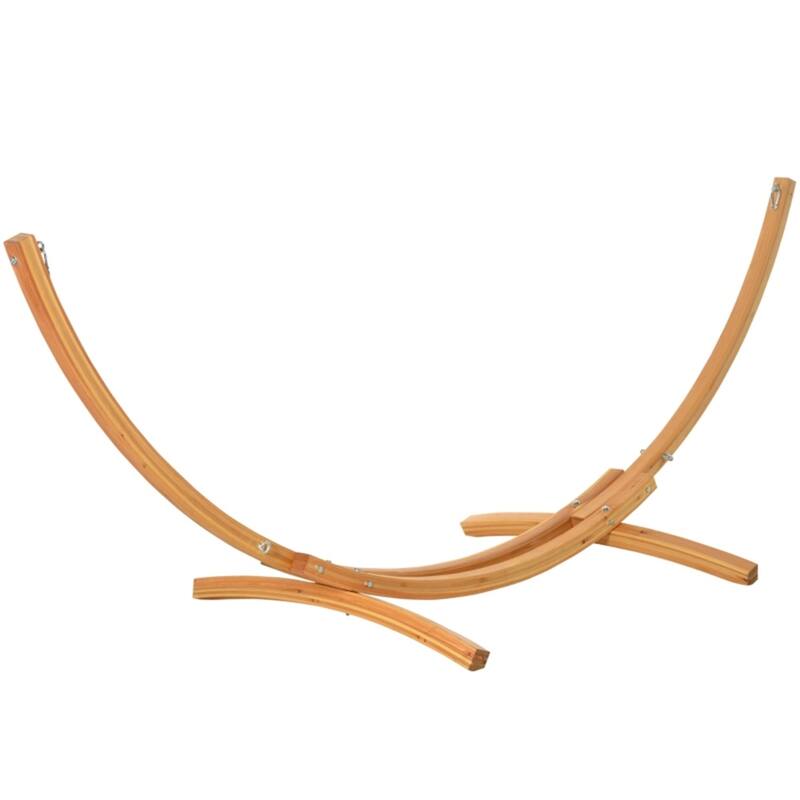 Solid Wood Hammock Stand with Crescent Arc Design for Balcony Garden Porch Relaxing - 128"L x 47.25"W x 46.5"H