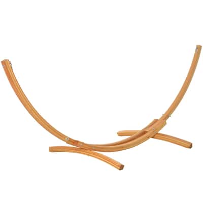Solid Wood Hammock Stand with Crescent Arc Design for Balcony Garden Porch Relaxing - 128"L x 47.25"W x 46.5"H
