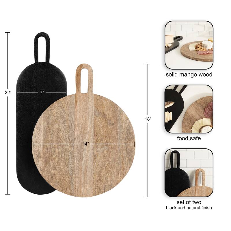 Kate and Laurel Staven 2 Piece Wood Serving Board Set