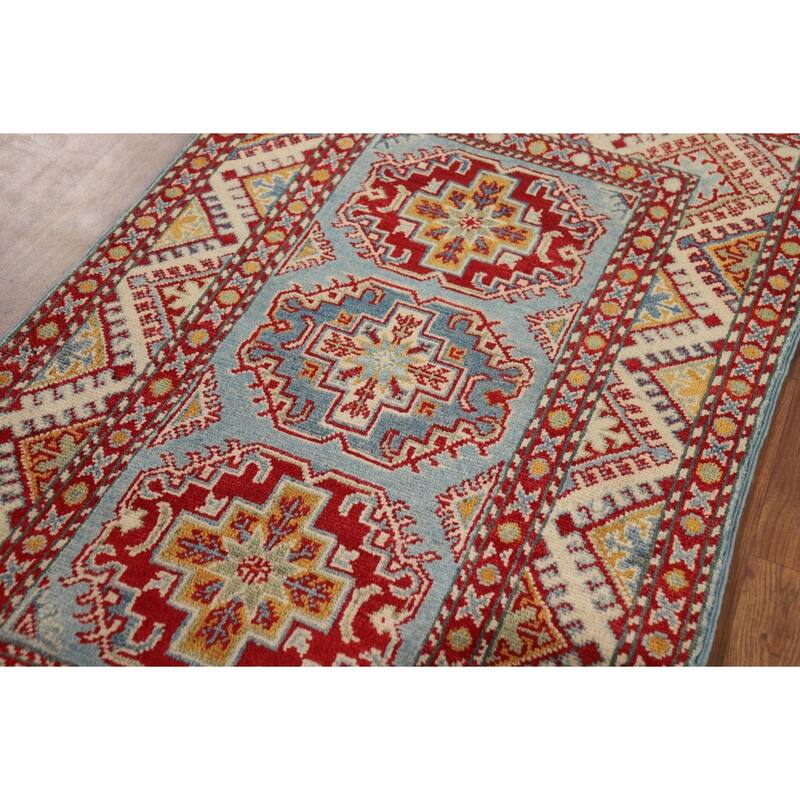 Kazak Foyer Rug Wool Hand-Knotted Wool Carpet - 2'10" x 4'3"