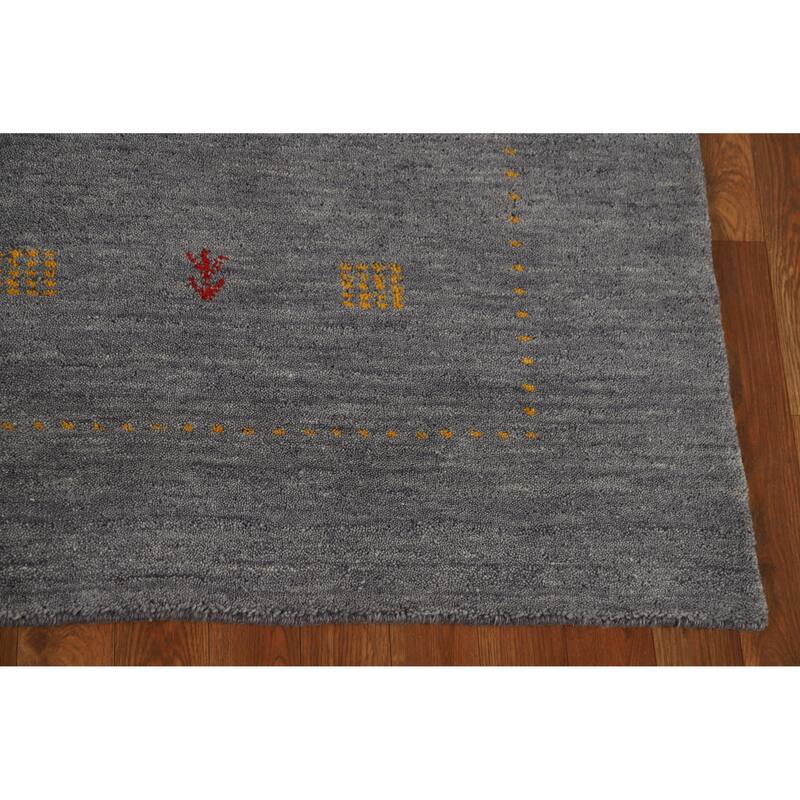 Hand Knotted Oriental 100% Wool Carpet Tribal Tribal Greys & Charcoal Gabbeh Area Rug - 7' 10'' X 5' 8''
