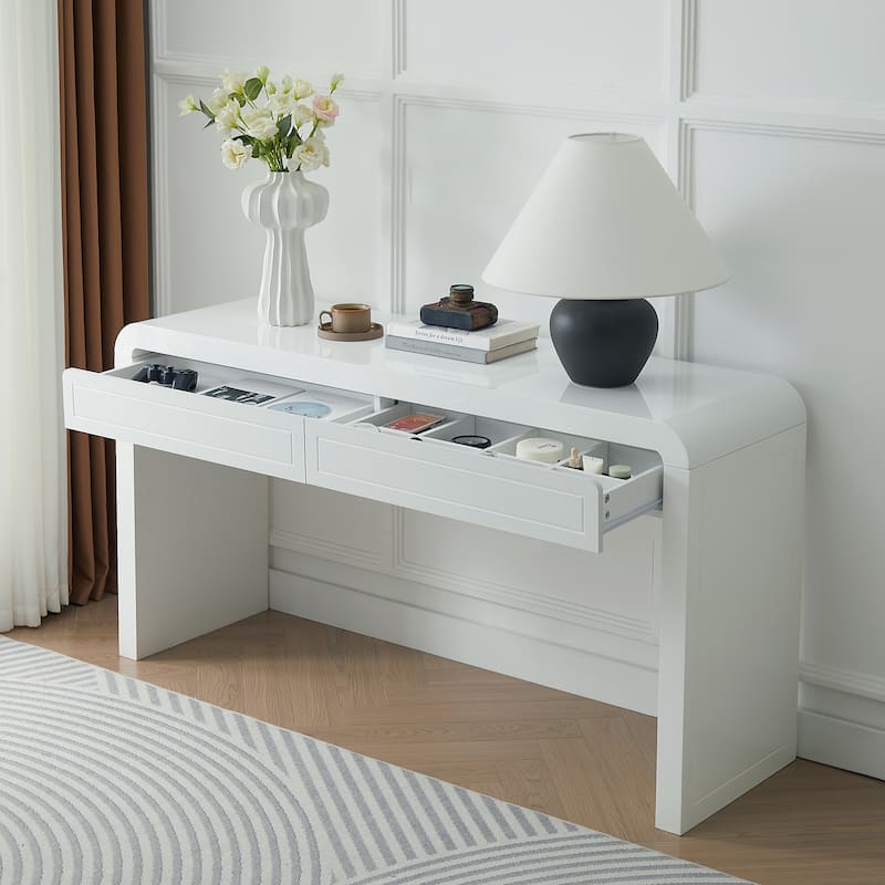 Christopher Knight Home - Varenne Curved MDF Console Table with Dual-Drawer Storage