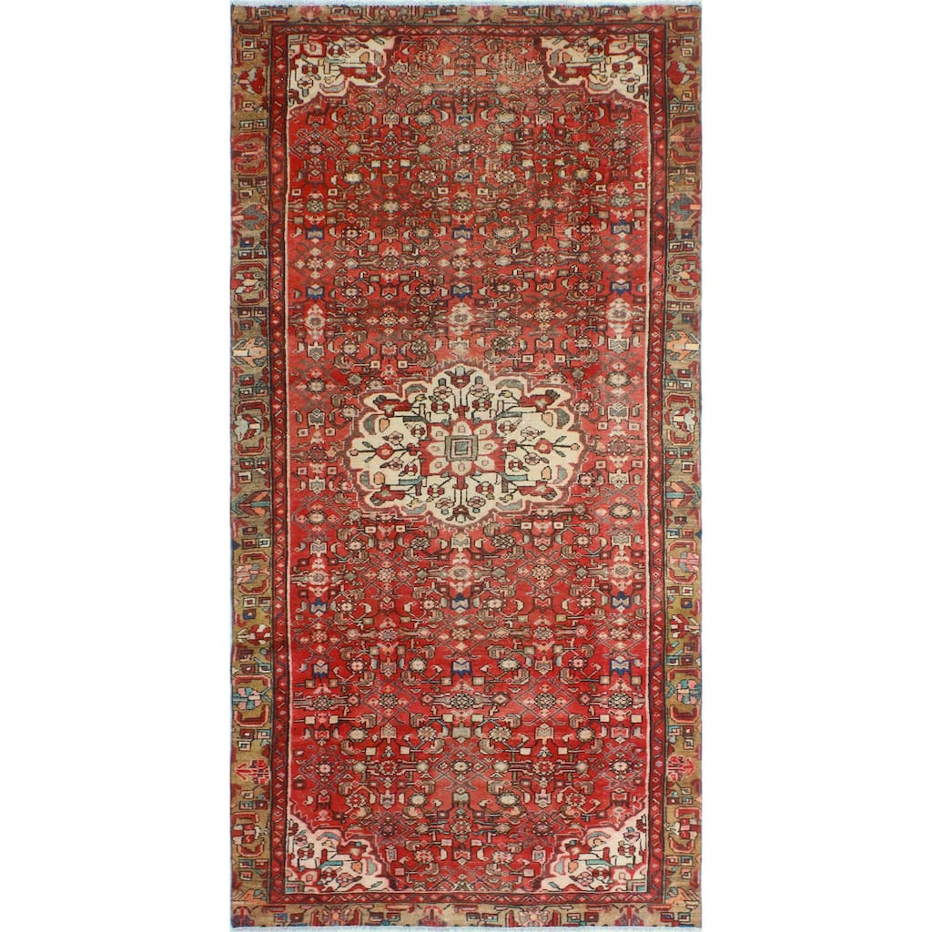 Fine Vintage Distressed Holwell Red/Ivory Rug - 4'10" x 9'8"