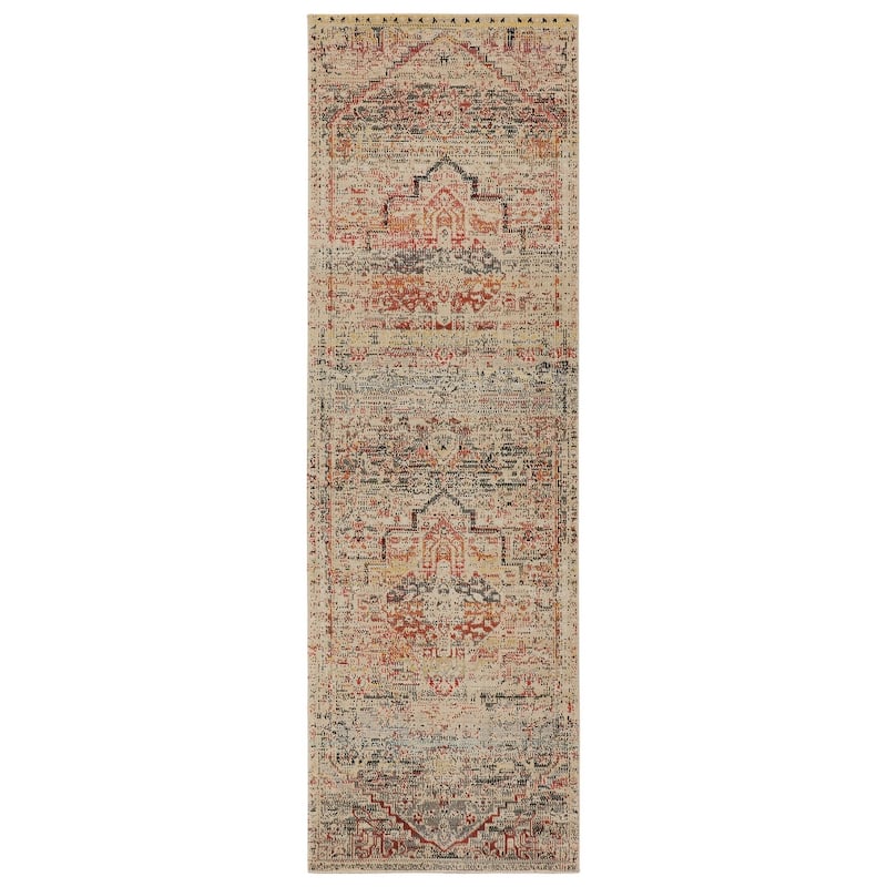 Oleander Indoor/ Outdoor Medallion Multicolor/ Beige Area Rug