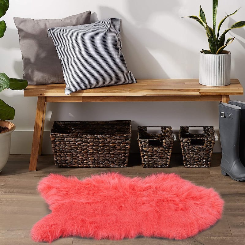 Serenta Shag Sheepskin Silky FauxFur Area Rug Sofa Decor - 24" x 36" - 24" x 36"