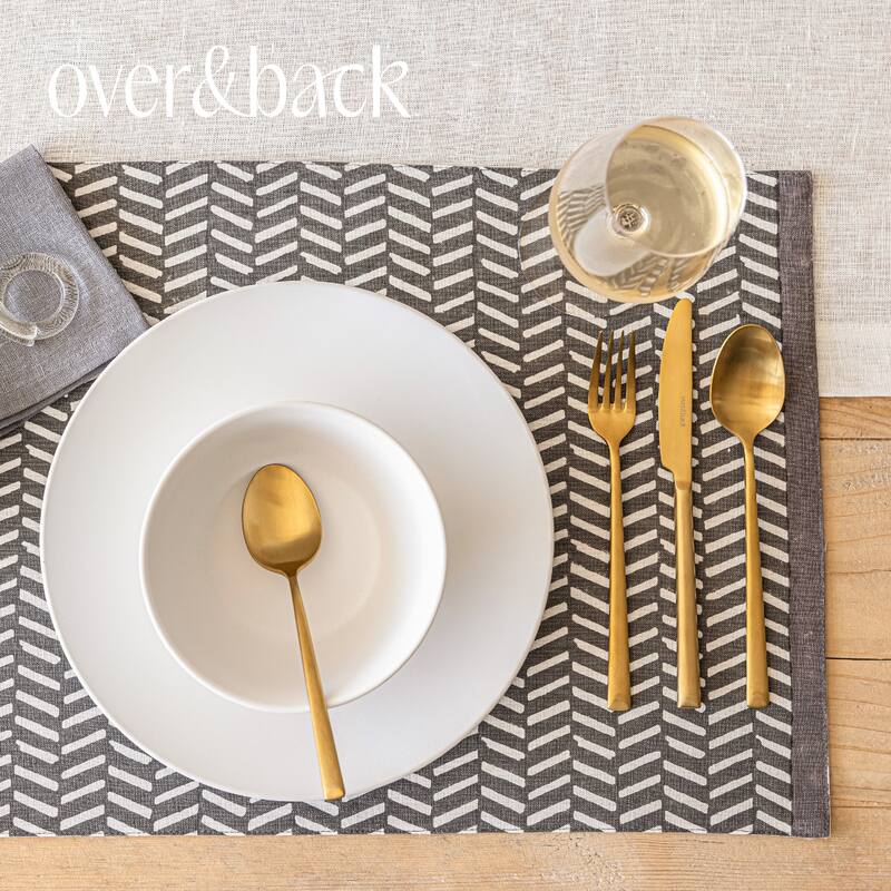 over&back Hand-Blocked 100% Cotton Placemats - Machine Washable - Set of 4