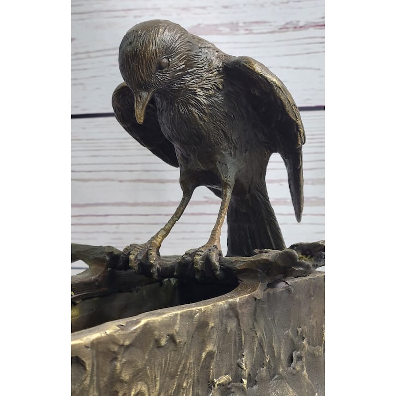 Handmade Bronze Metal Bird Bath Planter Flowerbox Sculpture Original Art