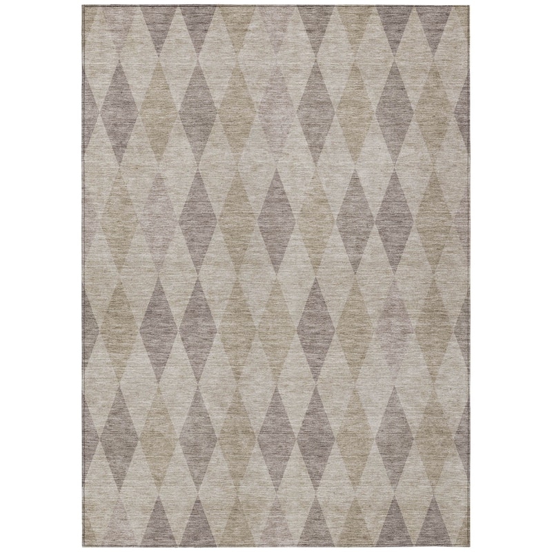 Machine Washable Indoor/ Outdoor Argyle Chantille Rug
