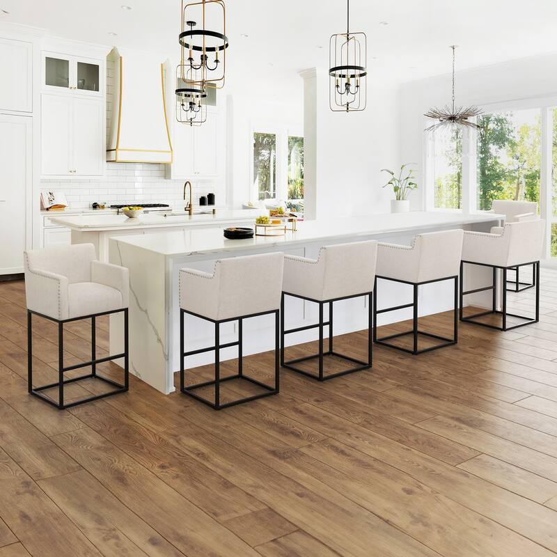 Modern Counter Height Bar Stools Fabric Upholstered Counter Stool