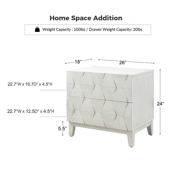 Ethel Mid-Century 2-Drawer Storage Nightstand with