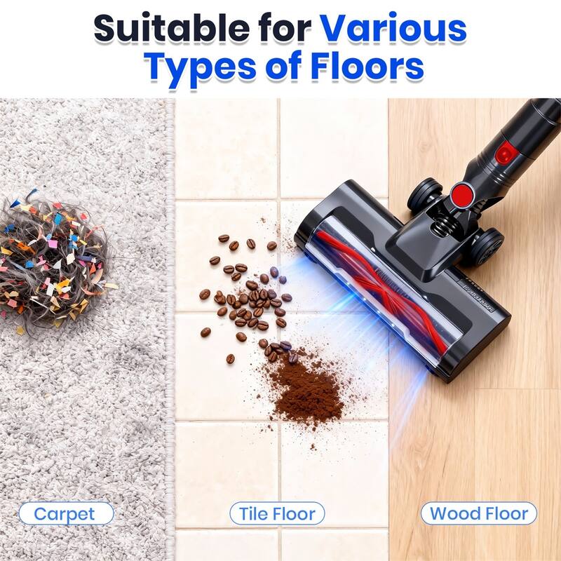 Cordless Vacuum Cleaner, Stick Vac, Powerful Suction, Rechargeable, Lightweight, and Versatile for Carpet, Hard Floor, Pet Hair