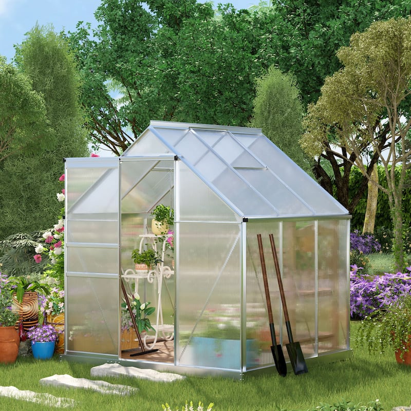 6'x6' Walk-in Garden Greenhouse Kit - Plastic/Aluminum - Portable