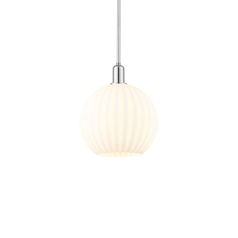 Innovations Lighting 716-1S-15-12 White Venetian Pendant White - Polished Chrome / White Venetian
