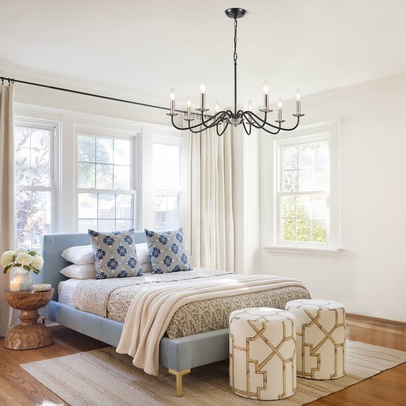 8-Light Farmhouse Candle Chandelier for Bedroom, Kitchen, Living Room and Foyer