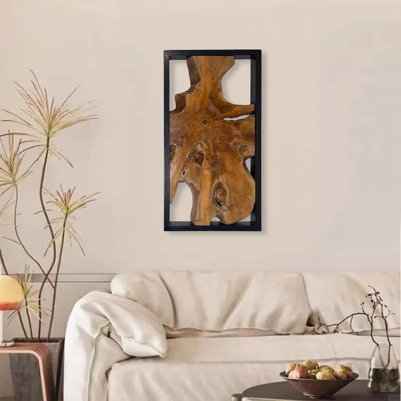 Greenage Teak Wall Decor Natural Live Edge Hanging Art Sculpture