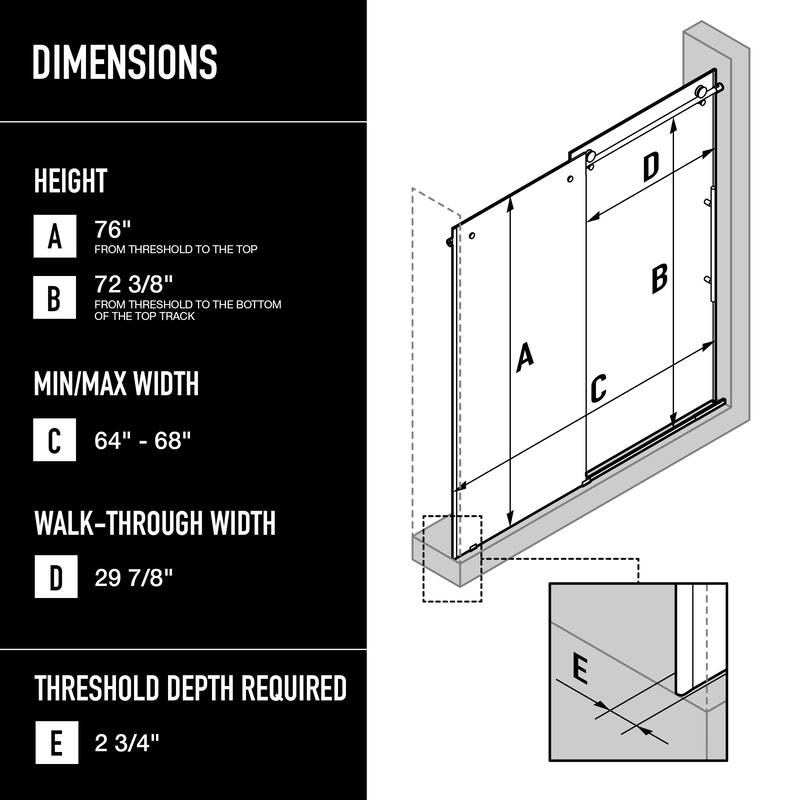 VIGO Elan E-Class Frameless Sliding Shower Door