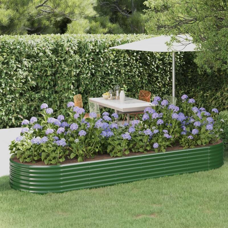vidaXL Garden Raised Bed Powder-coated steel - 126.8 x 126.8 x 14.2 in - Green - 126.8 x 126.8 x 14.2 in
