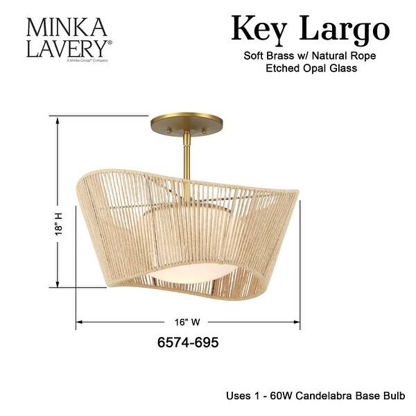 Minka Lavery 6574 Key Largo 1 Light 16" Wide Semi-Flush Ceiling