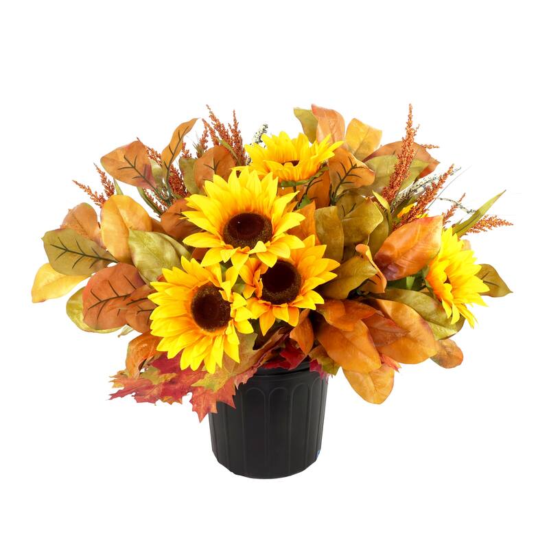 Rustic Drop-In Arrangement with Sunflowers and Seasonal Foliage